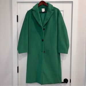 H&M Green Trench Coat Classic Tailored Design